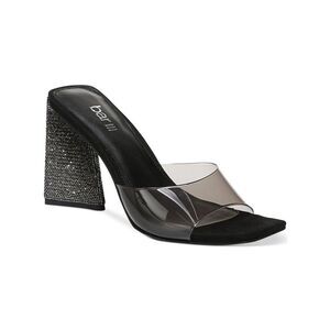 BAR III Womens Black Embellished Avva Square Toe Slip On Heeled Sandal 7.5 M